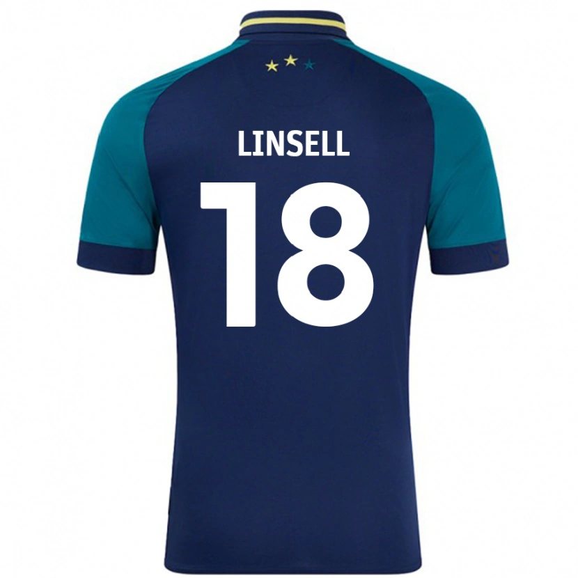 Danxen Bambino Maglia Alice Linsell #18 Blu Navy Verde Scuro Kit Gara Away 2024/25 Maglietta