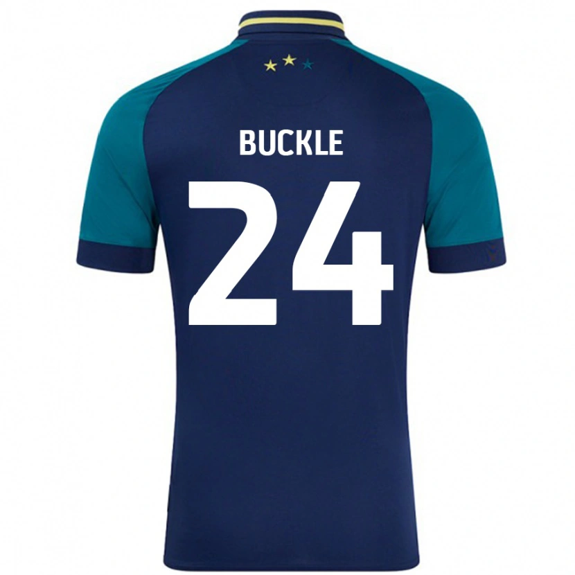 Danxen Bambino Maglia Sharone Buckle #24 Blu Navy Verde Scuro Kit Gara Away 2024/25 Maglietta