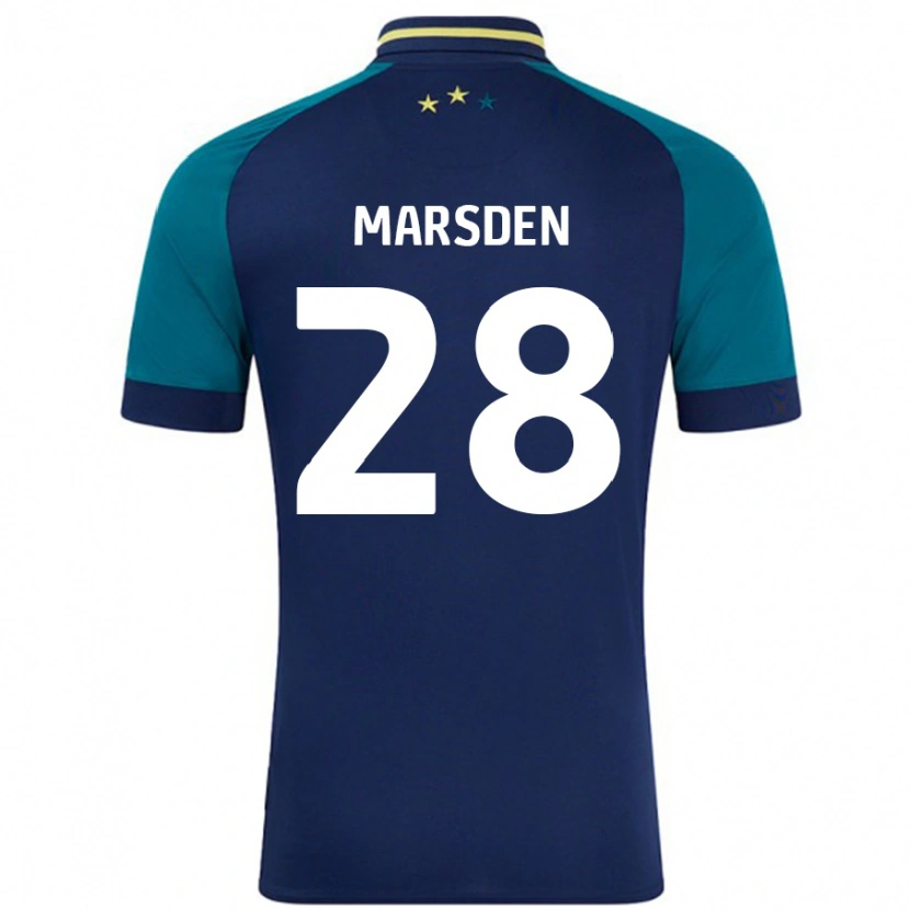Danxen Bambino Maglia Brooke Marsden #28 Blu Navy Verde Scuro Kit Gara Away 2024/25 Maglietta