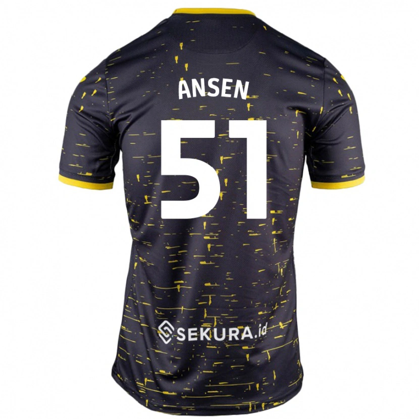 Danxen Bambino Maglia Caleb Ansen #51 Nero Giallo Kit Gara Away 2024/25 Maglietta