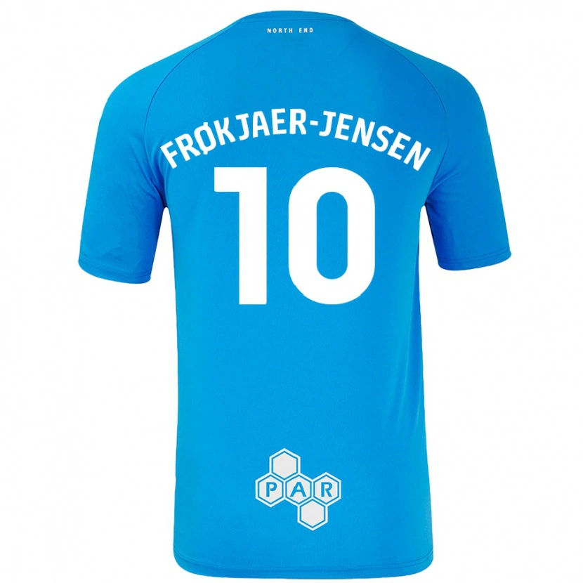Danxen Bambino Maglia Mads Frøkjaer-Jensen #10 Azzurro Kit Gara Away 2024/25 Maglietta
