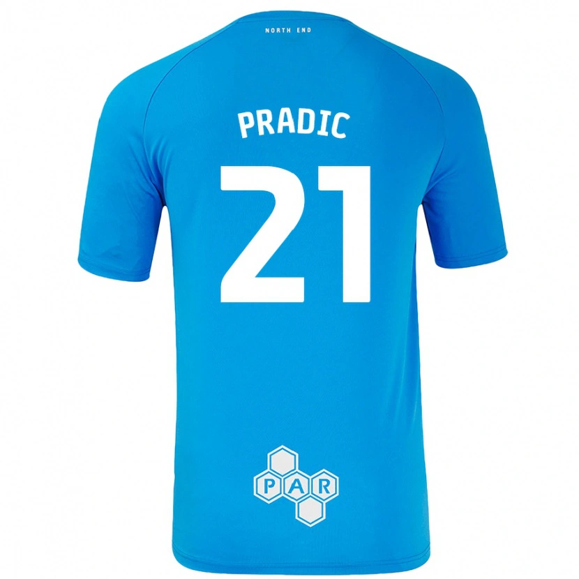Danxen Bambino Maglia James Pradic #21 Azzurro Kit Gara Away 2024/25 Maglietta