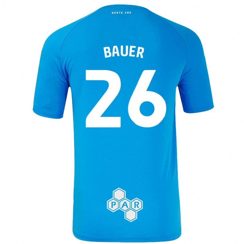 Danxen Bambino Maglia Patrick Bauer #26 Azzurro Kit Gara Away 2024/25 Maglietta