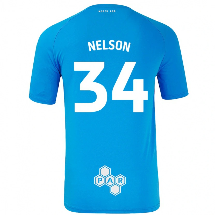 Danxen Bambino Maglia Kitt Nelson #34 Azzurro Kit Gara Away 2024/25 Maglietta