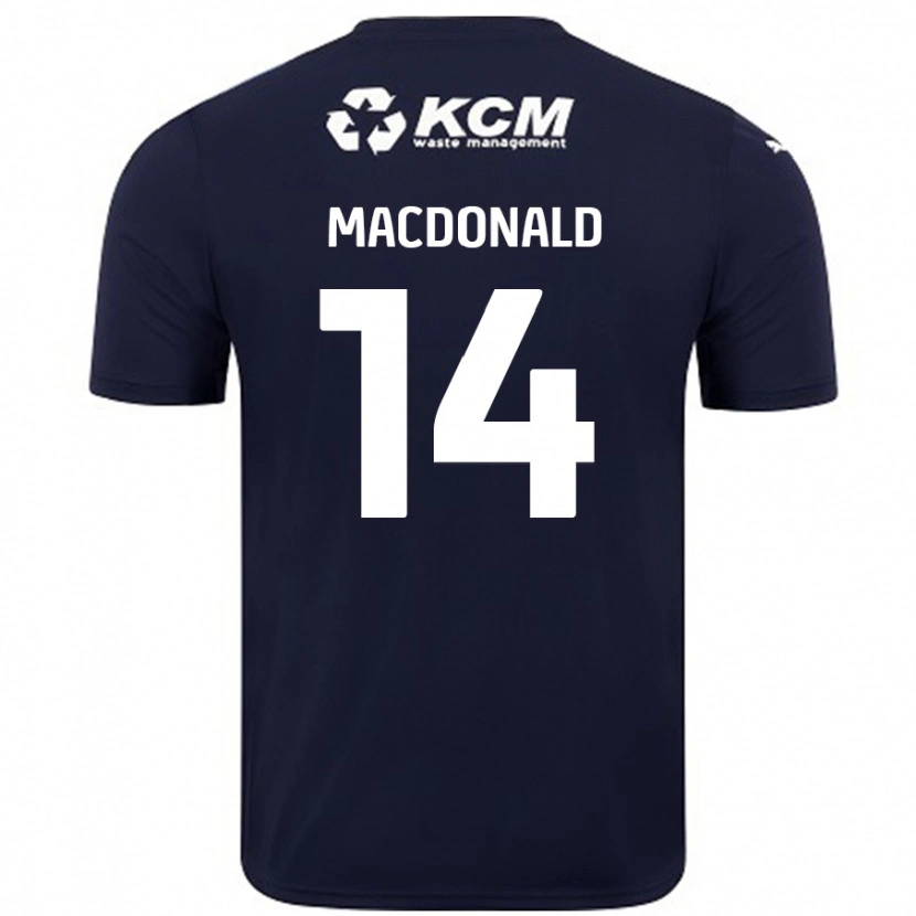 Danxen Bambino Maglia Alex Macdonald #14 Blu Navy Kit Gara Away 2024/25 Maglietta