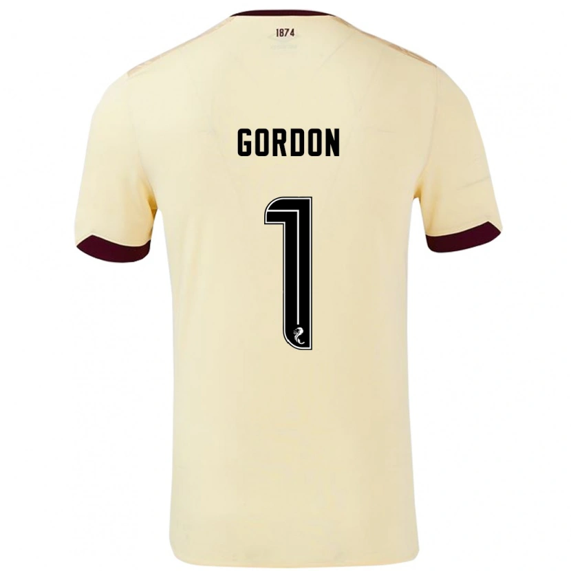 Danxen Bambino Maglia Craig Gordon #1 Crema Borgogna Kit Gara Away 2024/25 Maglietta
