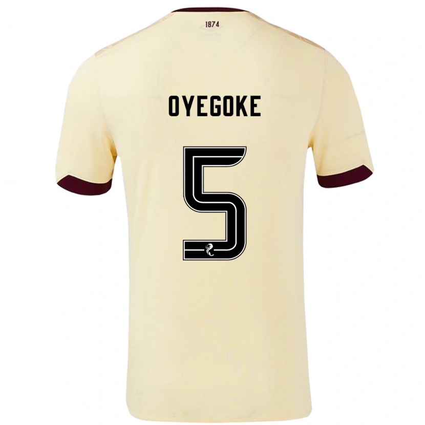 Danxen Bambino Maglia Daniel Oyegoke #5 Crema Borgogna Kit Gara Away 2024/25 Maglietta