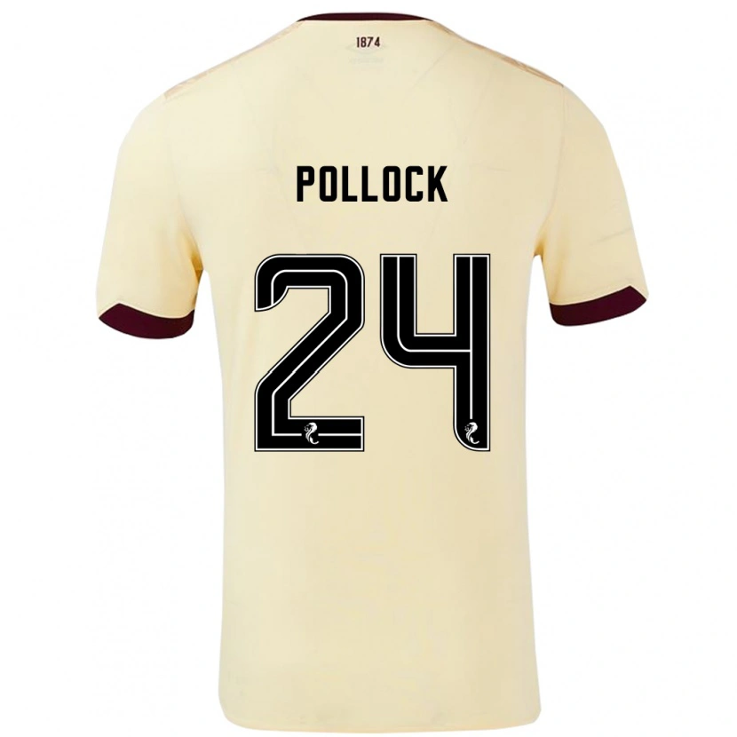 Danxen Bambino Maglia Finlay Pollock #24 Crema Borgogna Kit Gara Away 2024/25 Maglietta