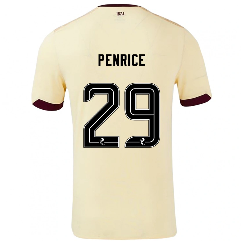 Danxen Bambino Maglia James Penrice #29 Crema Borgogna Kit Gara Away 2024/25 Maglietta