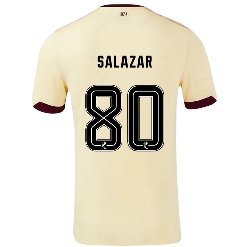 Danxen Bambino Maglia Andrés Salazar #80 Crema Borgogna Kit Gara Away 2024/25 Maglietta