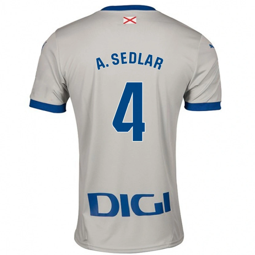 Danxen Bambino Maglia Aleksandar Sedlar #4 Grigio Chiaro Kit Gara Away 2024/25 Maglietta