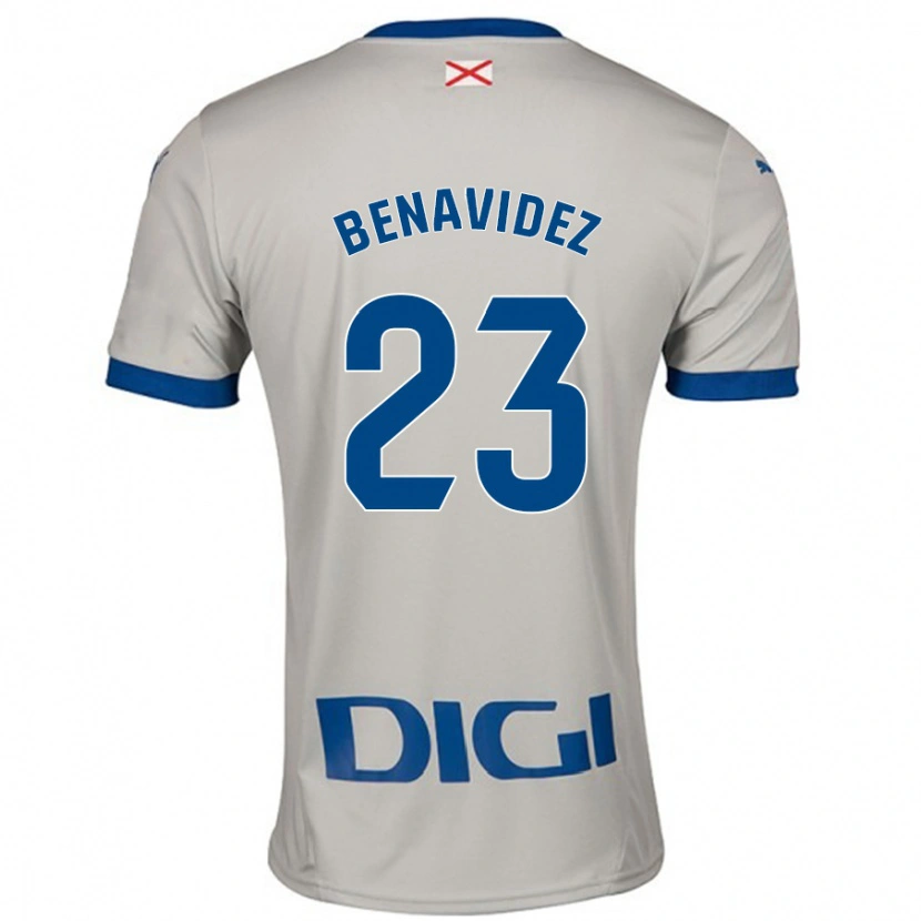 Danxen Bambino Maglia Carlos Benavidez #23 Grigio Chiaro Kit Gara Away 2024/25 Maglietta