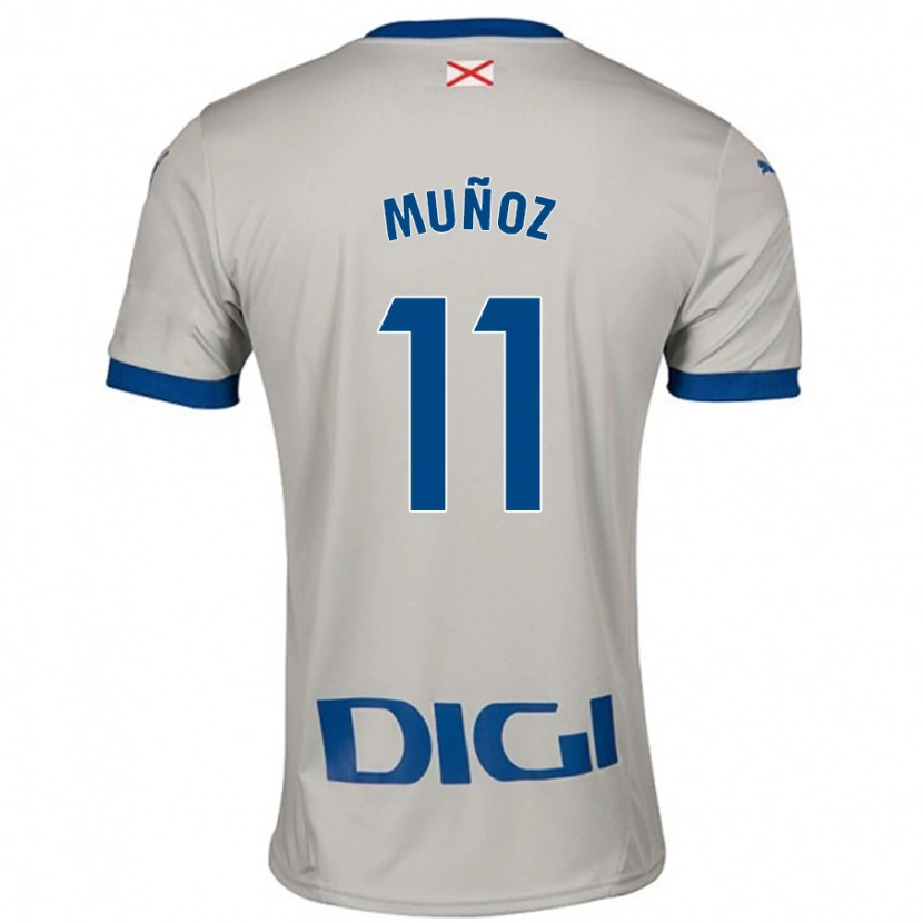 Danxen Bambino Maglia Egoitz Muñoz #11 Grigio Chiaro Kit Gara Away 2024/25 Maglietta