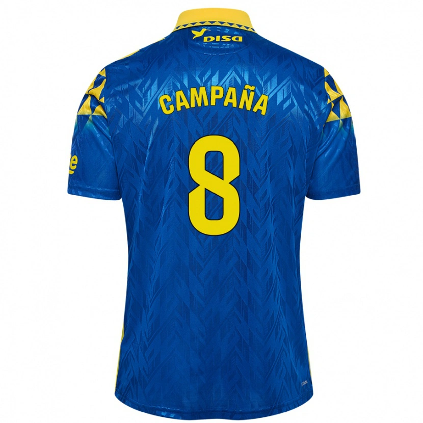 Danxen Bambino Maglia José Campaña #8 Blu Giallo Kit Gara Away 2024/25 Maglietta