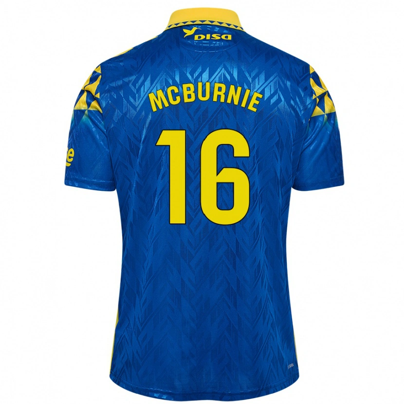 Danxen Bambino Maglia Oli Mcburnie #16 Blu Giallo Kit Gara Away 2024/25 Maglietta
