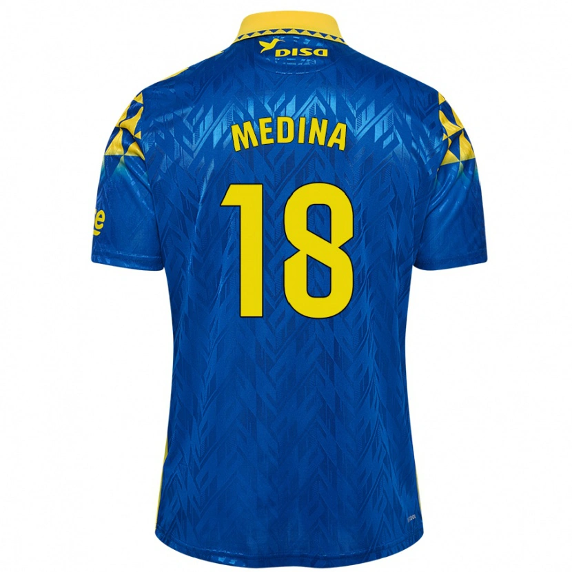 Danxen Bambino Maglia Iván Medina #18 Blu Giallo Kit Gara Away 2024/25 Maglietta