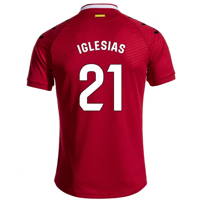 Danxen Bambino Maglia Juan Iglesias #21 Rosso Scuro Kit Gara Away 2024/25 Maglietta