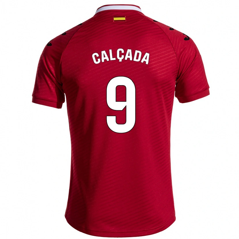 Danxen Bambino Maglia Gonzalo Calçada #9 Rosso Scuro Kit Gara Away 2024/25 Maglietta