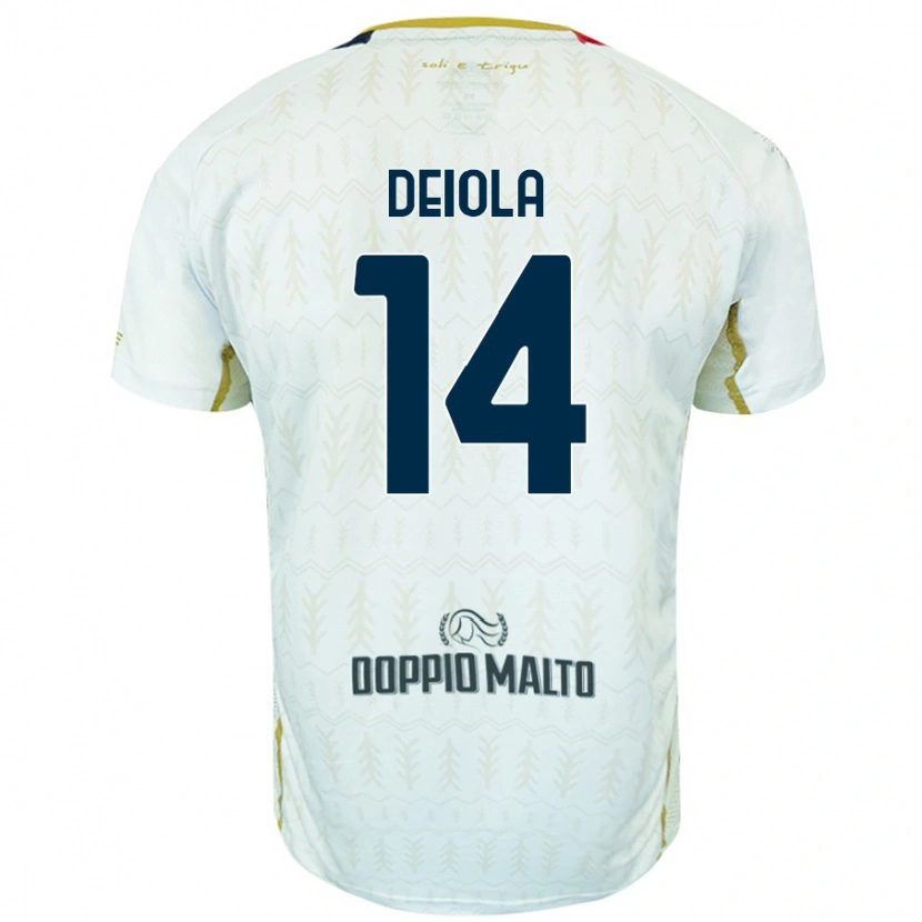 Danxen Bambino Maglia Alessandro Deiola #14 Bianco Kit Gara Away 2024/25 Maglietta