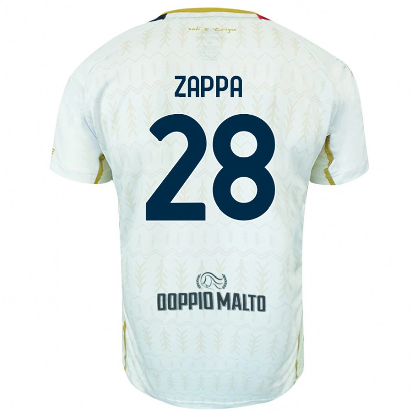 Danxen Bambino Maglia Gabriele Zappa #28 Bianco Kit Gara Away 2024/25 Maglietta