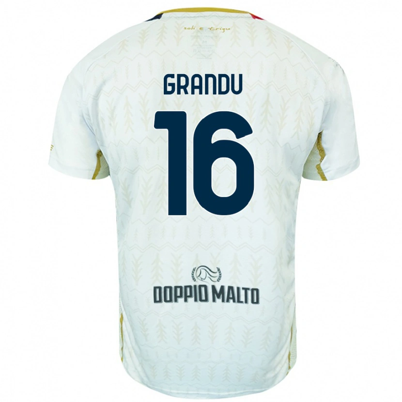 Danxen Bambino Maglia Nicola Grandu #16 Bianco Kit Gara Away 2024/25 Maglietta