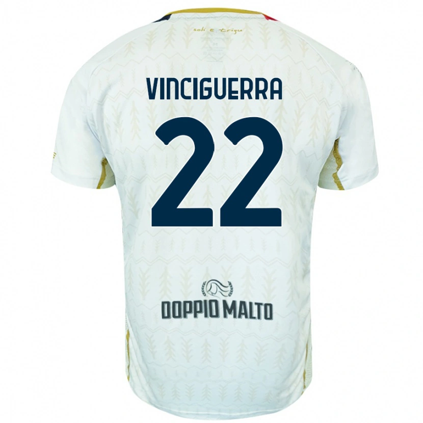 Danxen Bambino Maglia Alessandro Vinciguerra #22 Bianco Kit Gara Away 2024/25 Maglietta