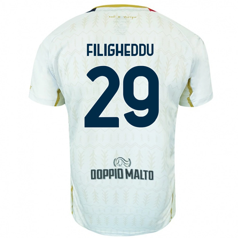Danxen Bambino Maglia Daniele Filigheddu #29 Bianco Kit Gara Away 2024/25 Maglietta