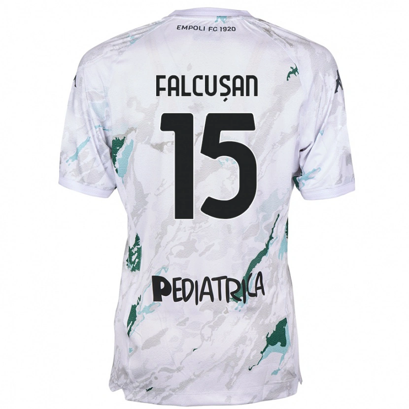Danxen Bambino Maglia Darius Fălcușan #15 Grigio Kit Gara Away 2024/25 Maglietta