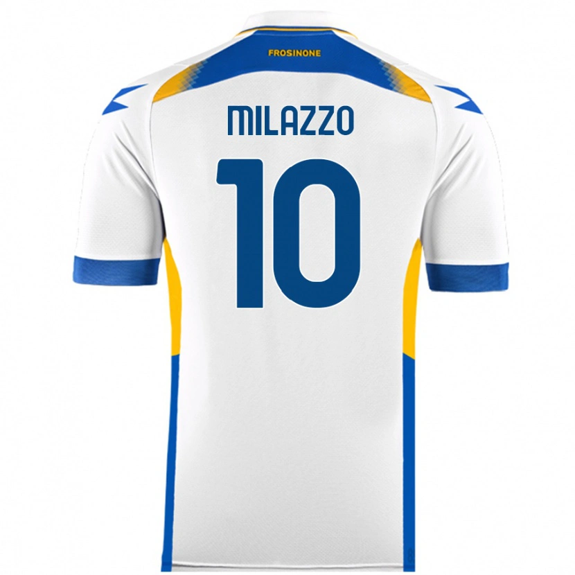 Danxen Bambino Maglia Simone Milazzo #10 Bianco Kit Gara Away 2024/25 Maglietta