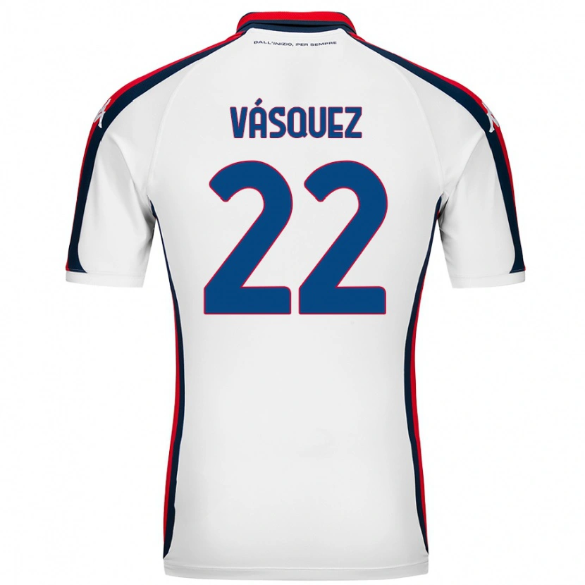 Danxen Bambino Maglia Johan Vásquez #22 Bianco Kit Gara Away 2024/25 Maglietta