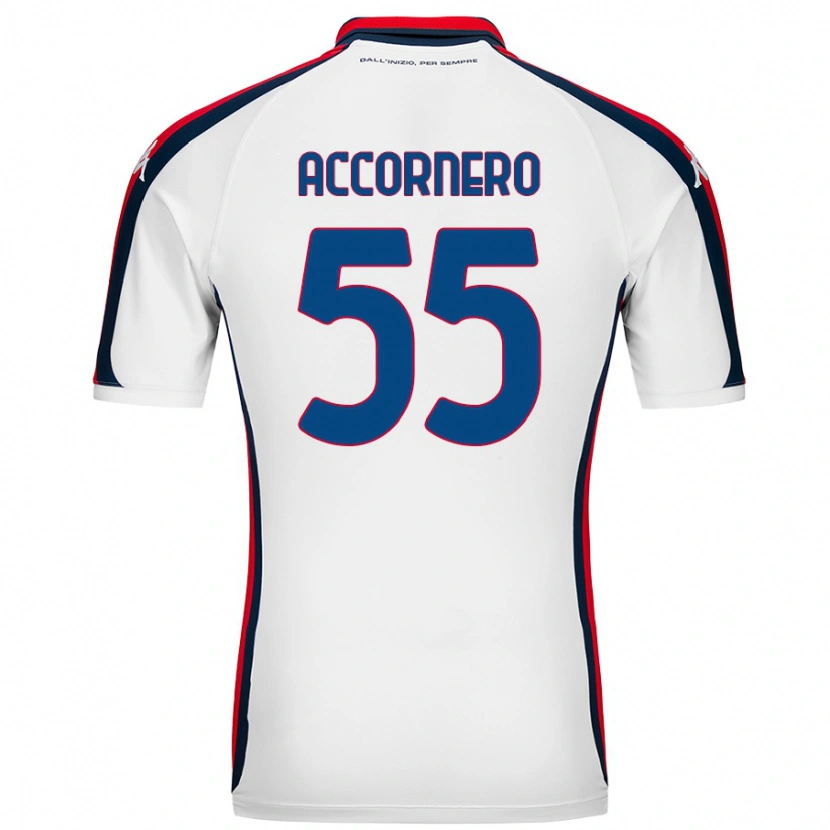 Danxen Bambino Maglia Federico Accornero #55 Bianco Kit Gara Away 2024/25 Maglietta