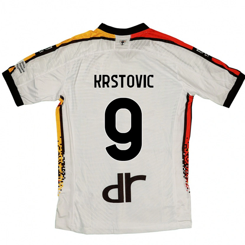 Danxen Bambino Maglia Nikola Krstovic #9 Bianco Nero Kit Gara Away 2024/25 Maglietta