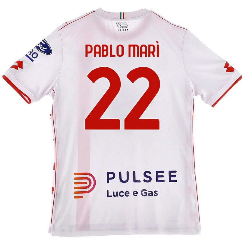 Danxen Bambino Maglia Pablo Marí #22 Bianco Rosso Kit Gara Away 2024/25 Maglietta