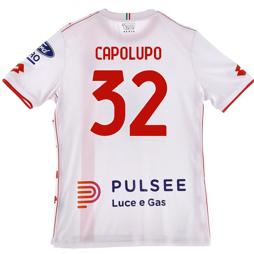 Danxen Bambino Maglia Samuele Capolupo #32 Bianco Rosso Kit Gara Away 2024/25 Maglietta