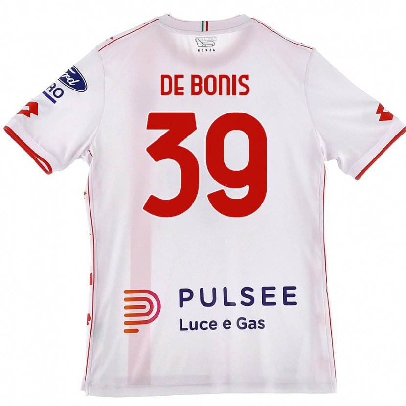 Danxen Bambino Maglia Andrea De Bonis #39 Bianco Rosso Kit Gara Away 2024/25 Maglietta