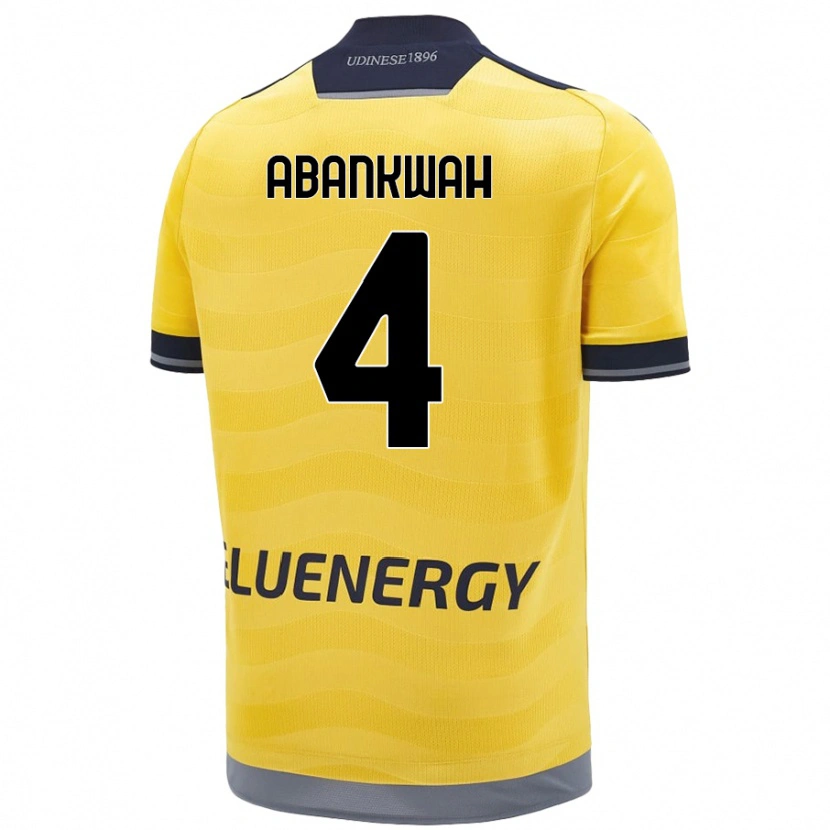 Danxen Bambino Maglia James Abankwah #4 Oro Kit Gara Away 2024/25 Maglietta