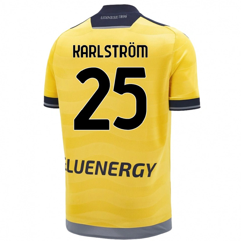 Danxen Bambino Maglia Jesper Karlström #25 Oro Kit Gara Away 2024/25 Maglietta