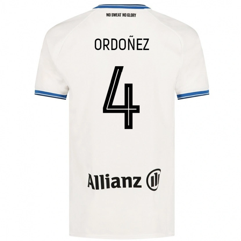 Danxen Bambino Maglia Joel Ordóñez #4 Bianco Kit Gara Away 2024/25 Maglietta