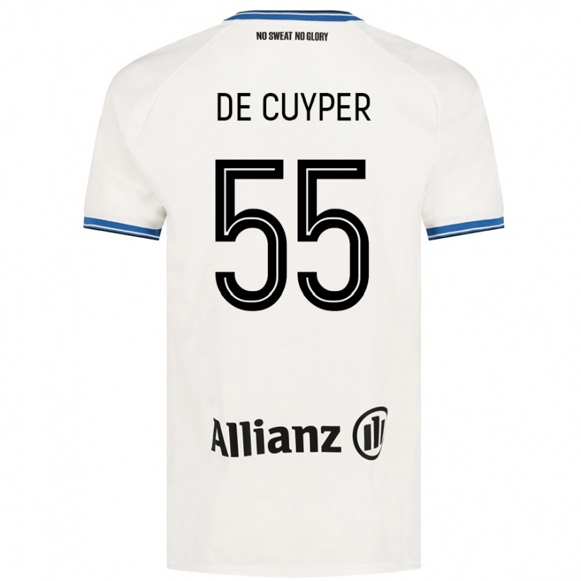 Danxen Bambino Maglia Maxim De Cuyper #55 Bianco Kit Gara Away 2024/25 Maglietta