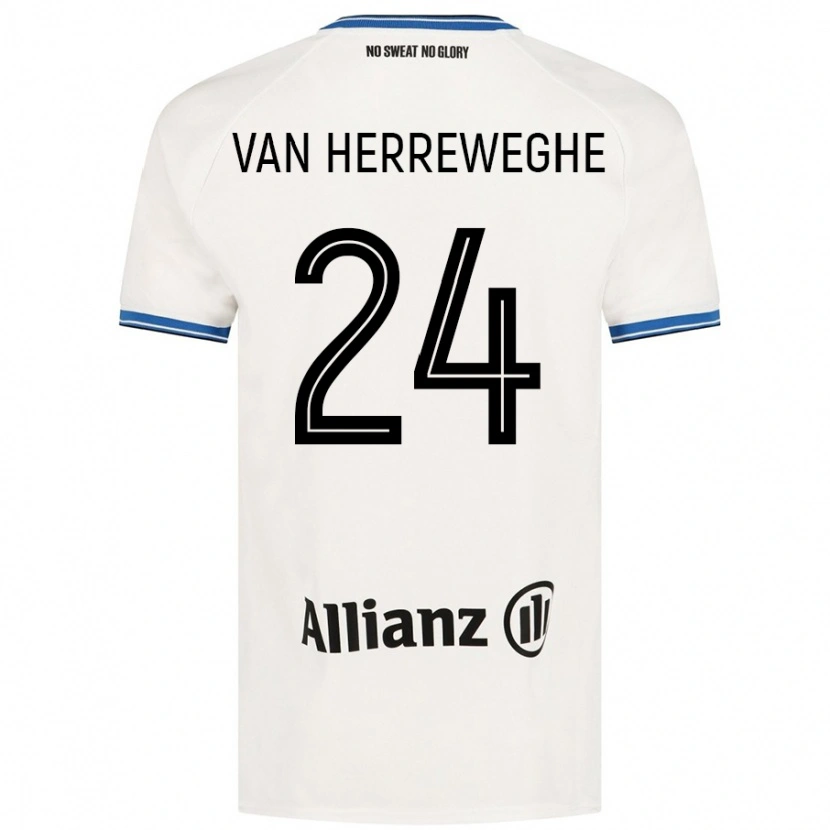 Danxen Bambino Maglia Febe Van Herreweghe #24 Bianco Kit Gara Away 2024/25 Maglietta