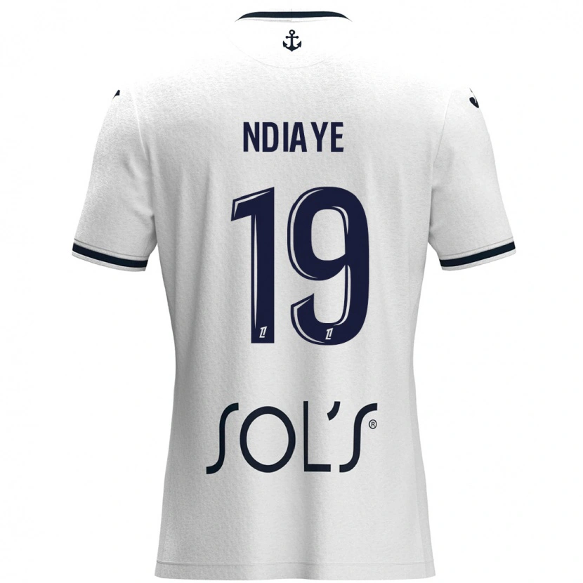 Danxen Bambino Maglia Rassoul Ndiaye #19 Bianco Blu Scuro Kit Gara Away 2024/25 Maglietta