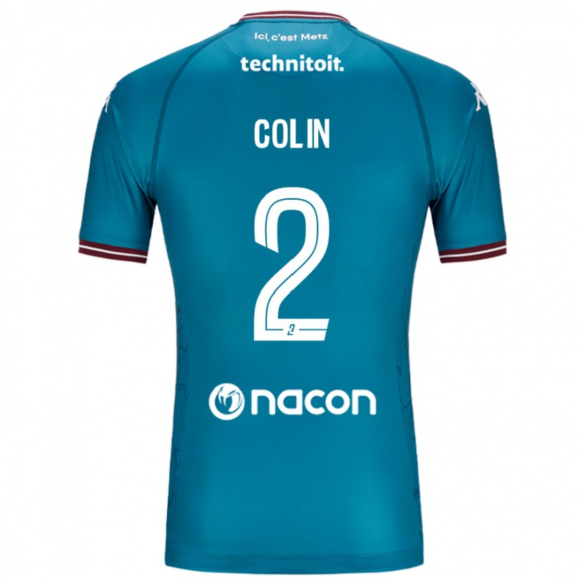Danxen Bambino Maglia Maxime Colin #2 Blu Petrolio Kit Gara Away 2024/25 Maglietta