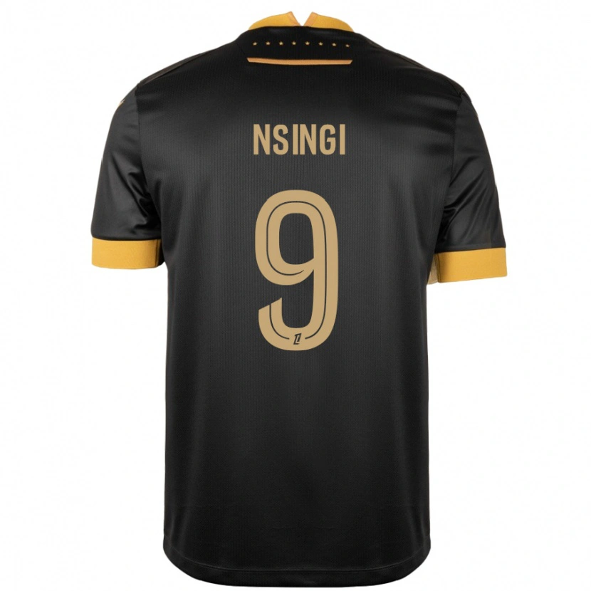 Danxen Bambino Maglia Plamedi Nsingi #9 Nero Marrone Kit Gara Away 2024/25 Maglietta