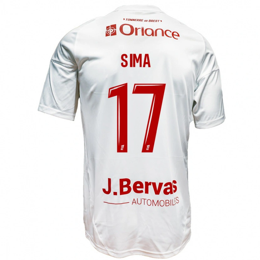 Danxen Bambino Maglia Abdallah Sima #17 Bianco Rosso Kit Gara Away 2024/25 Maglietta