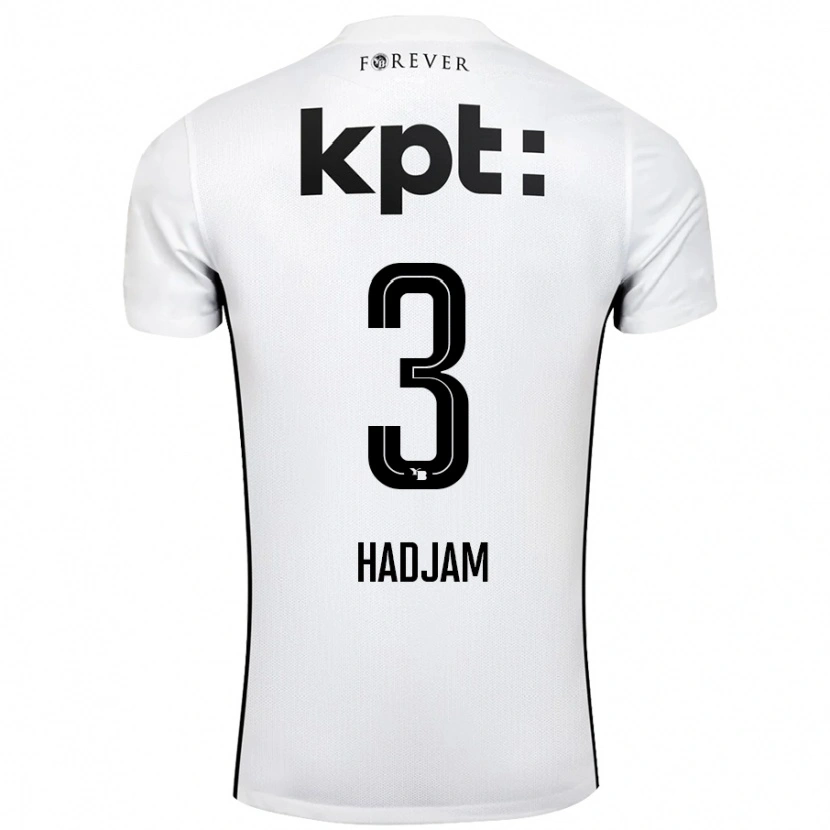 Danxen Bambino Maglia Jaouen Hadjam #3 Bianco Nero Kit Gara Away 2024/25 Maglietta