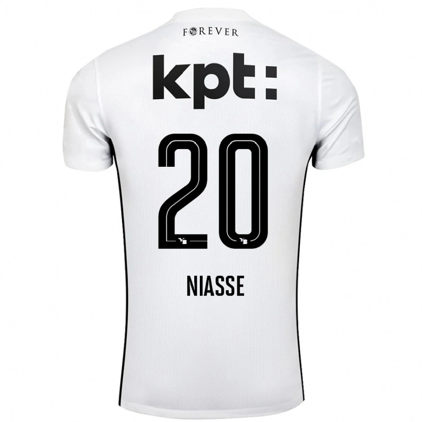 Danxen Bambino Maglia Cheikh Niasse #20 Bianco Nero Kit Gara Away 2024/25 Maglietta
