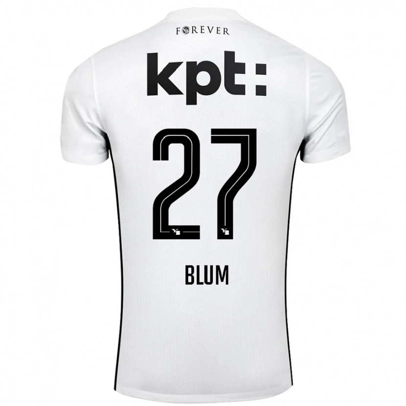 Danxen Bambino Maglia Lewin Blum #27 Bianco Nero Kit Gara Away 2024/25 Maglietta