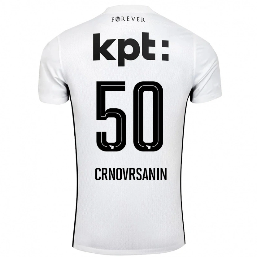 Danxen Bambino Maglia Sadin Crnovrsanin #50 Bianco Nero Kit Gara Away 2024/25 Maglietta