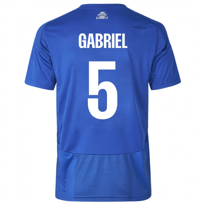 Danxen Bambino Maglia Gabriel Pereira #5 Bianco Blu Kit Gara Away 2024/25 Maglietta