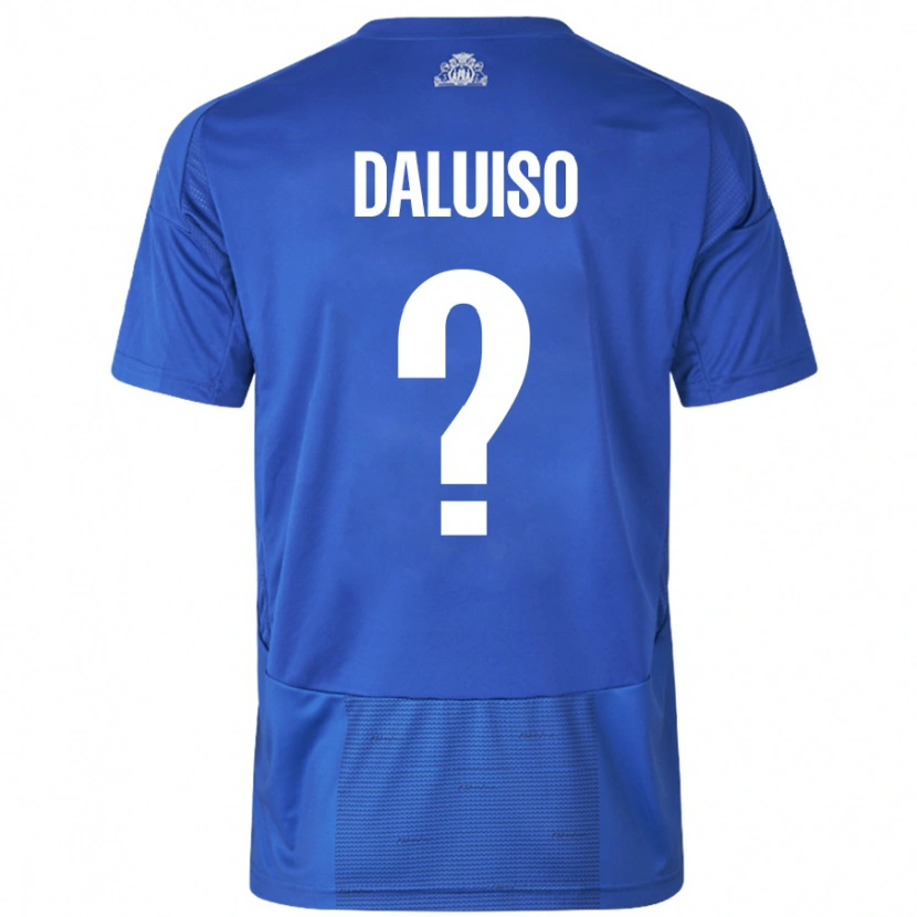 Danxen Bambino Maglia Christoffer Daluiso #0 Bianco Blu Kit Gara Away 2024/25 Maglietta